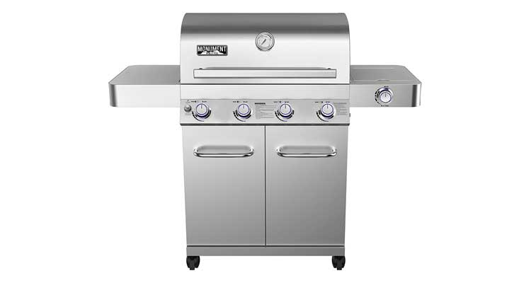 Monument Grills Stainless Steel 4 Burner Propane Gas Grill with Rotisserie