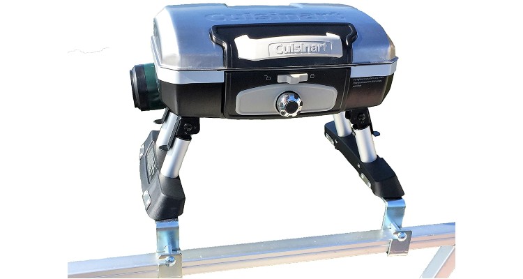 Cuisinart Grill Modified for Pontoon Boat with Arnall's Stainless Grill Bracket