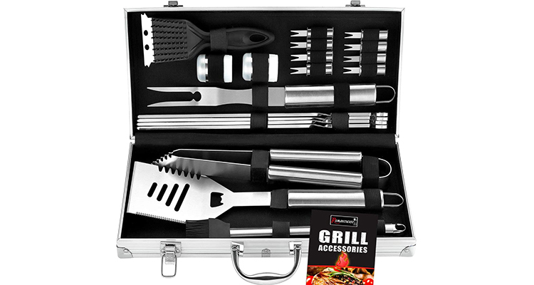 ROMANTICIST 20-Piece Heavy Duty Stainless Steel Barbecue Set with Case
