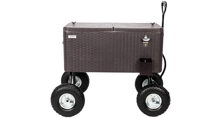VINGLI 80 Quart Portable Wagon Cooler with Big Wheels