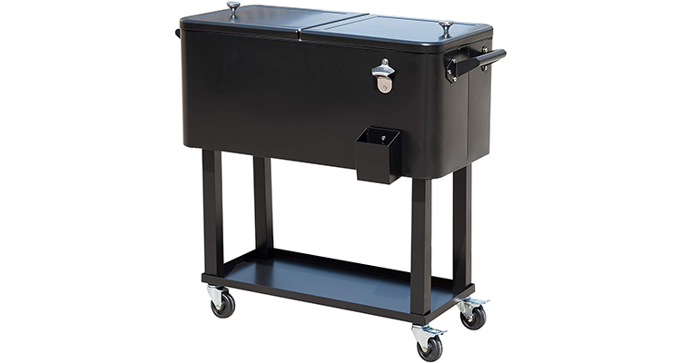 Outsunny 80-Quart Rolling Ice Chest Cart