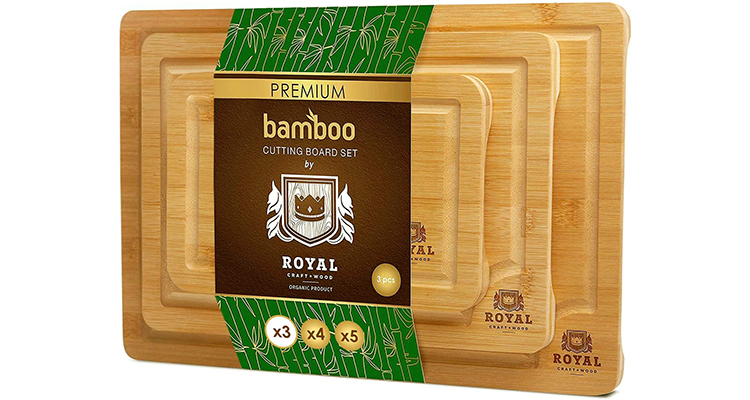 Organic Bamboo Kitchen Cutting Board Set