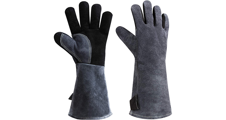OZERO Heat Resistant Leather Welding BBQ Grill Gloves