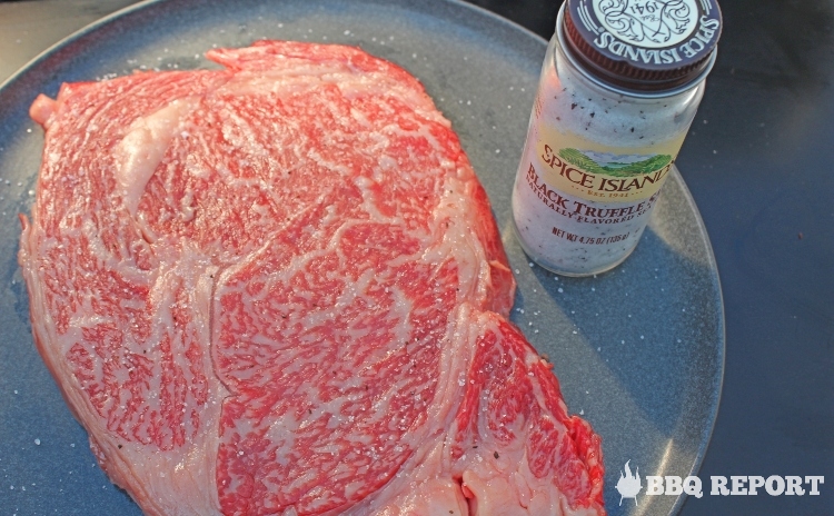 Seasoning the Wagyu with truffle salt