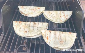 Grilling the quesadillas