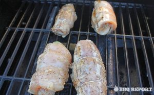 Chicken involtini on the grill