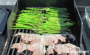 Asparagus and prosciutto on grill